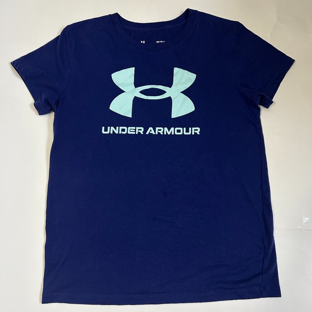 Under armour The classic Tee Womens sz M blue short sleeve logo T-shirt 1356305